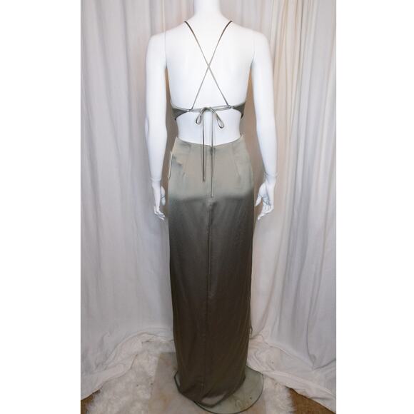 JENNY YOO 'Kendra' Satin Gown in Moss Sage Green NWT US 0 - Picture 7 of 13